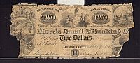 Jersey City, NJ 1841 $2 Morris Canal & Banking Company